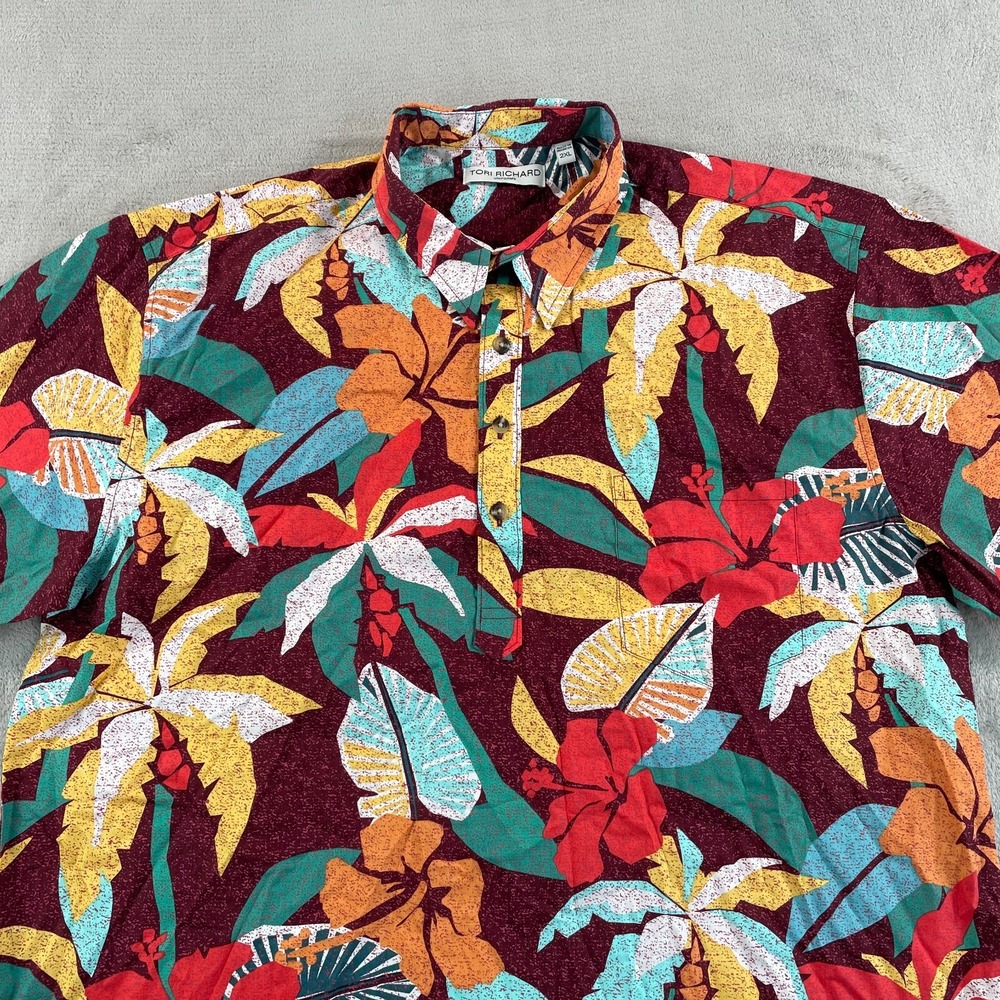 Tori Richard Uniform Hawaiian Shirt Men 2XL Multi Floral Popover Aloha NWOT $128